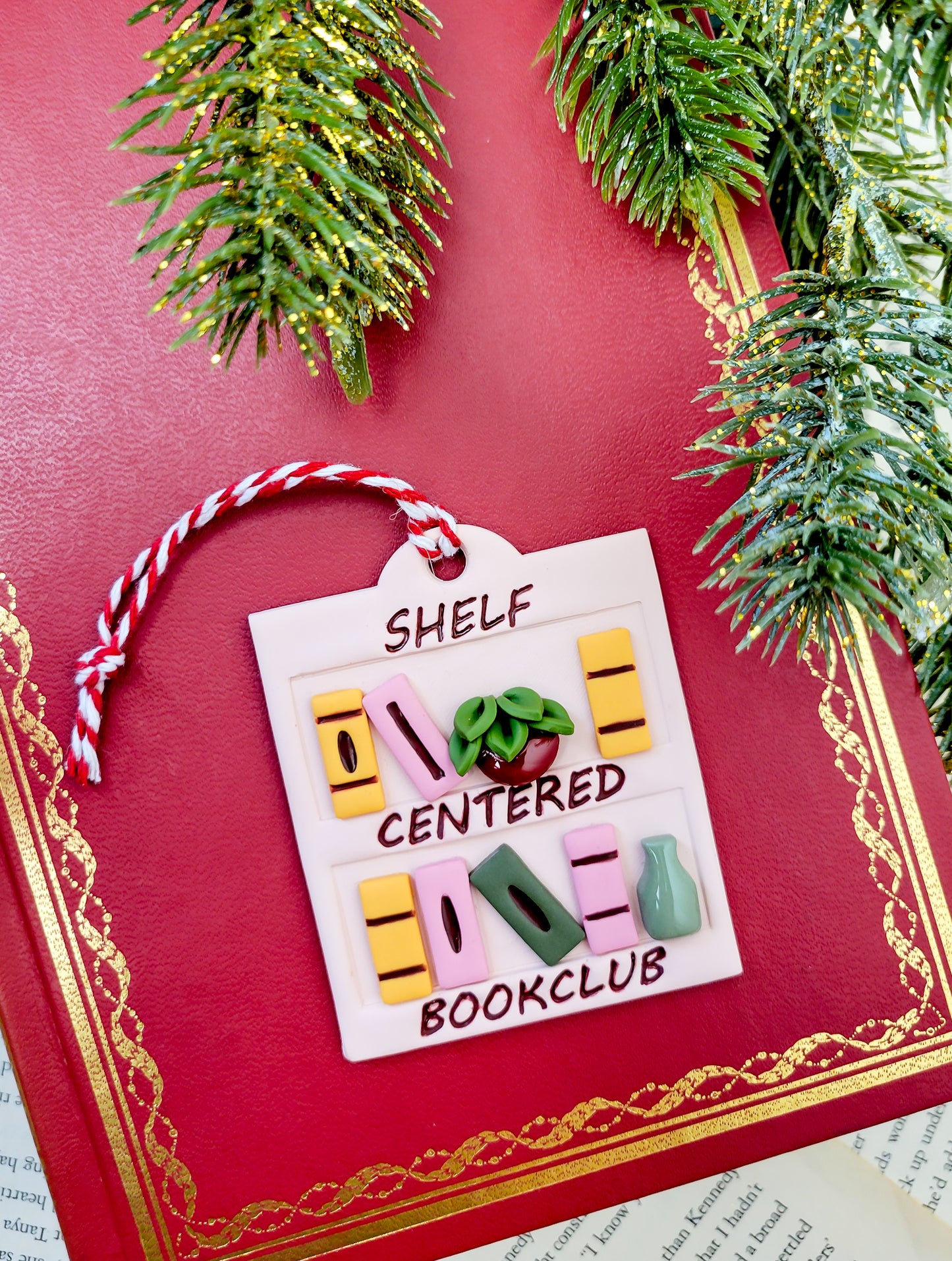 Shelf Centered Book Club Ornament/ Wall hanger