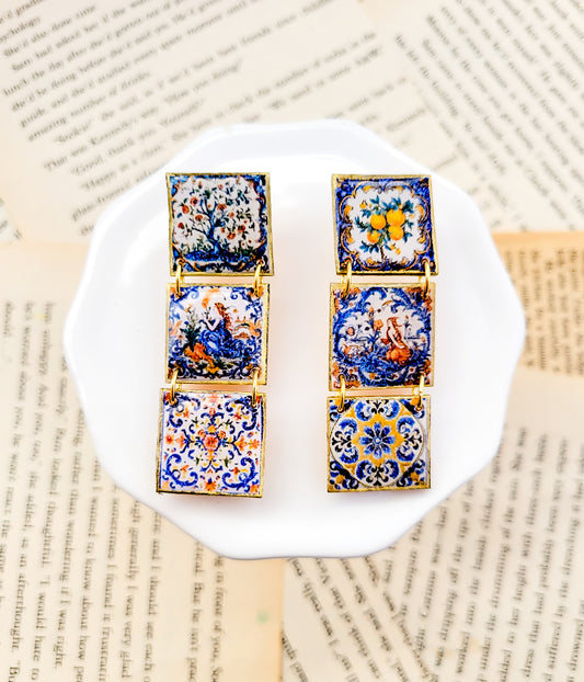 Tales In Tiles Statement Studs