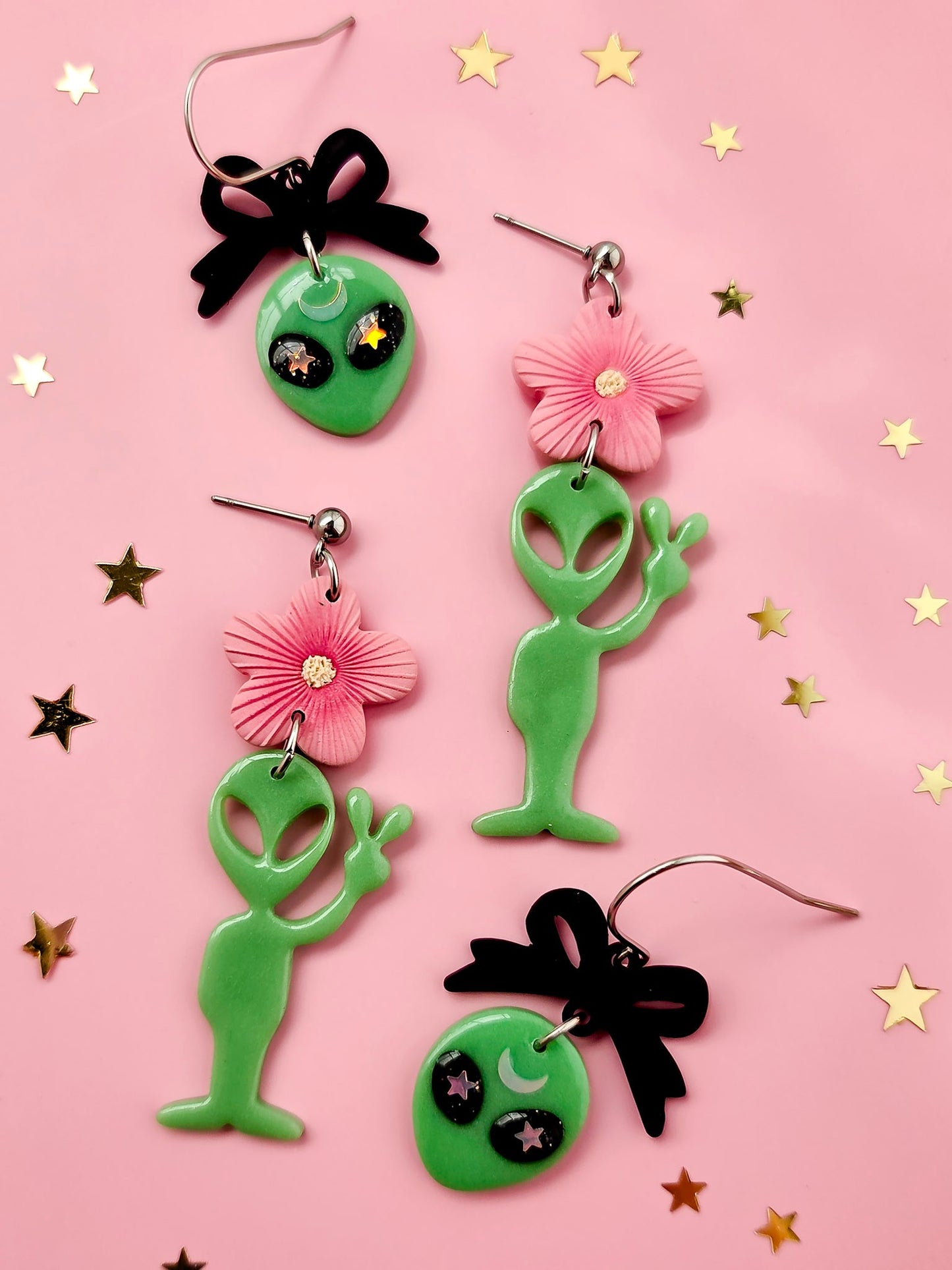 Peace Out, Earthlings Earrings     - Glows In The Dark-