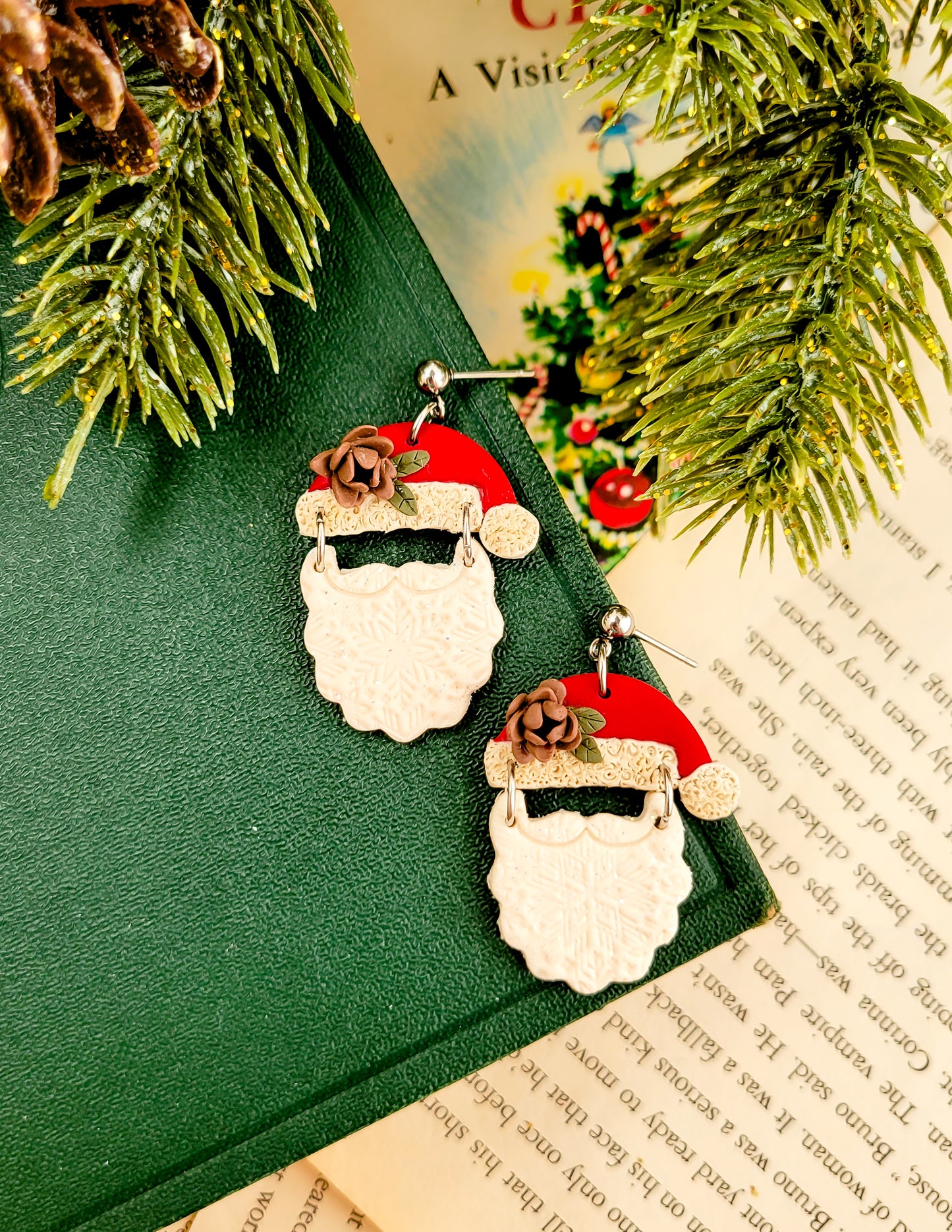 Jolly St. Nick Earrings- Pinecone